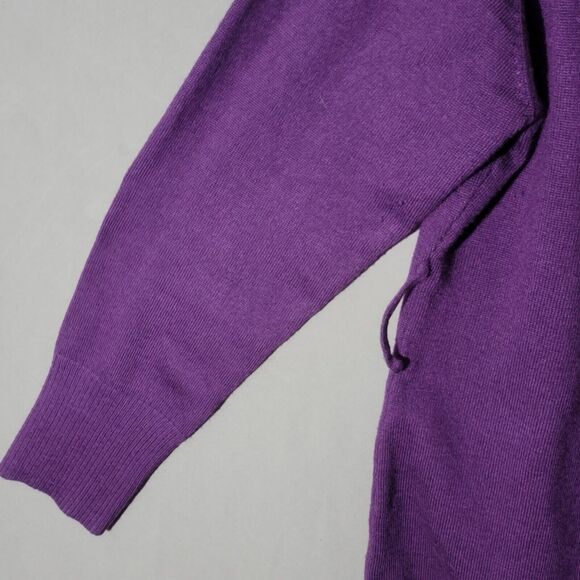 Venus Purple Tunic Sweater Dress Size Large Braided Neck Winterwear Work Chic - Picture 5 of 10